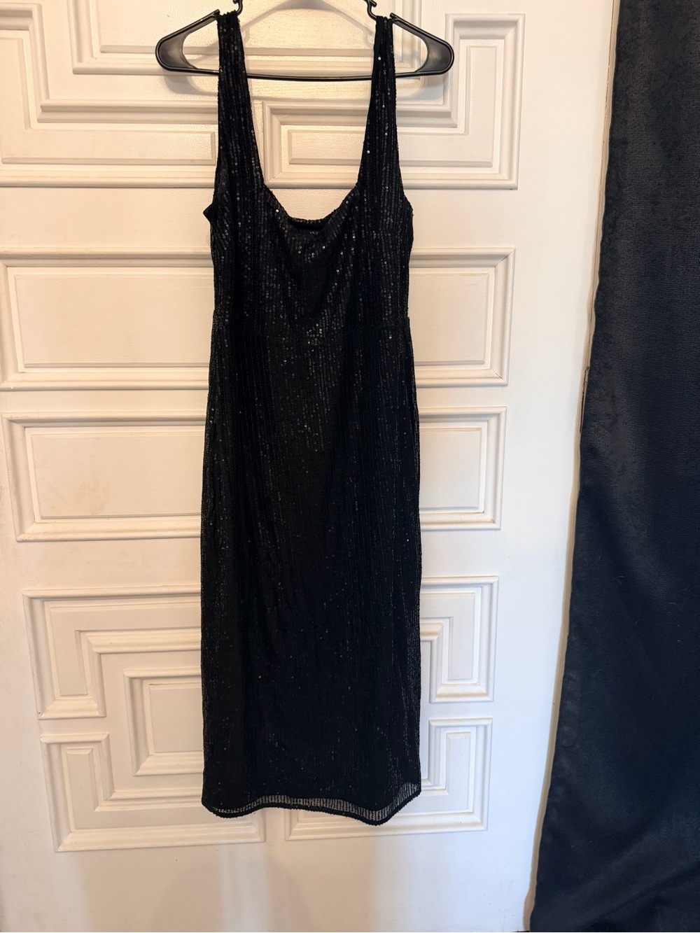 City Chic Black Sequin Midi Slip Dress Size 14
